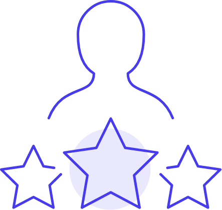 Illustration d'un personne avec des étoiles pour représenter l'E-reputation.
